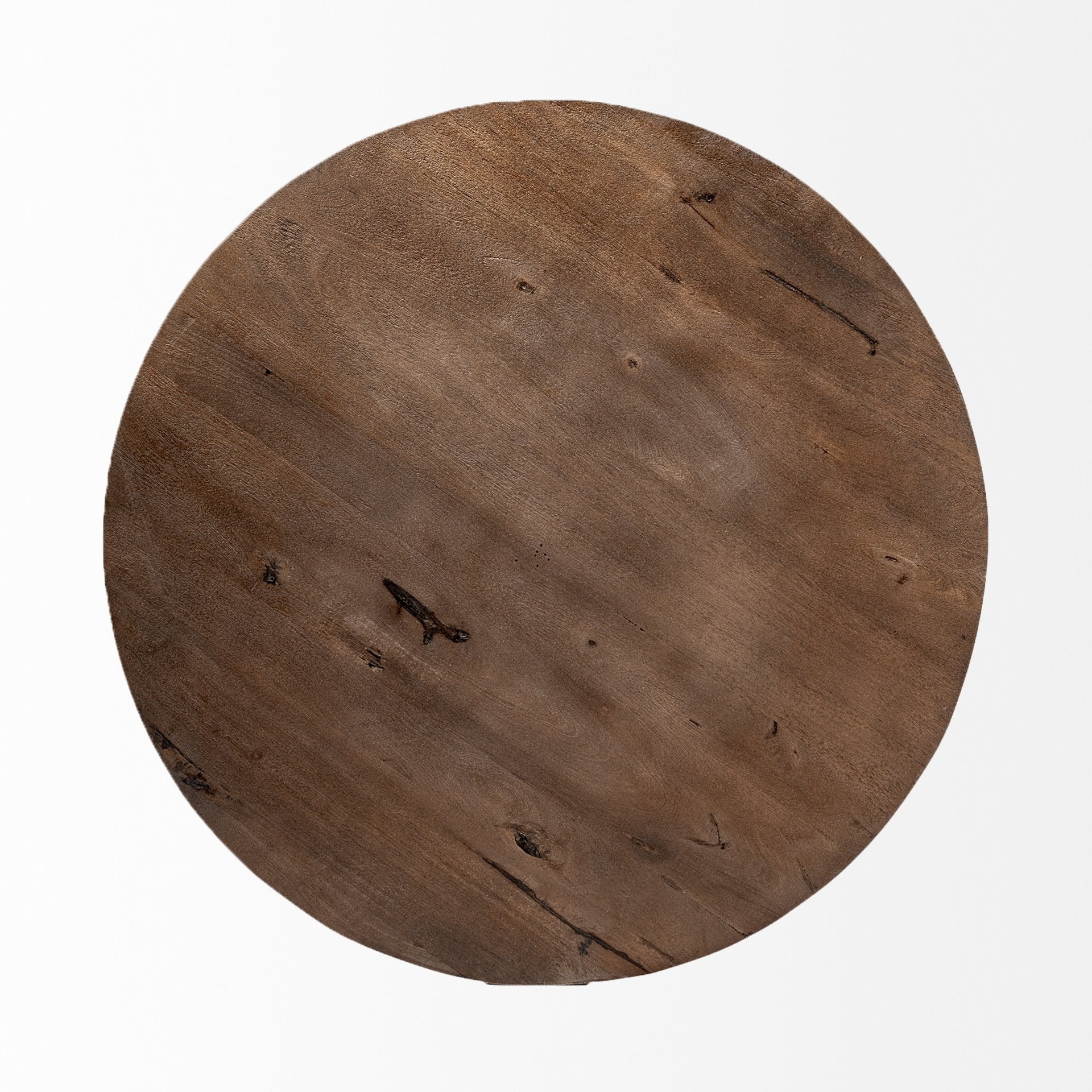 Brown and Black Solid Wood and Metal Round Coffee Table - 41-inch