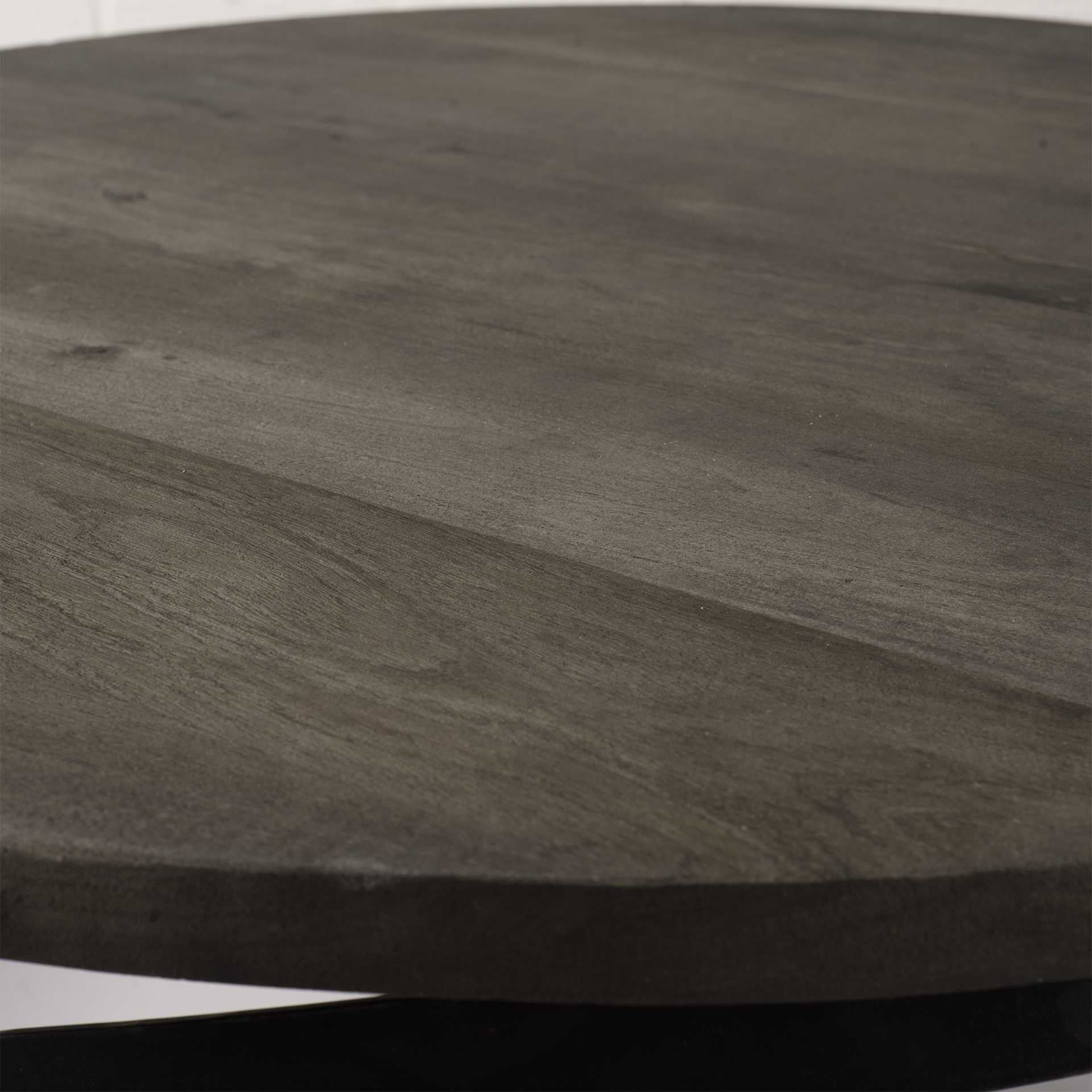 Brown and Black Solid Wood and Metal Round Coffee Table - 41-inch