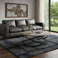 Brown and Black Solid Wood and Metal Round Coffee Table - 41-inch