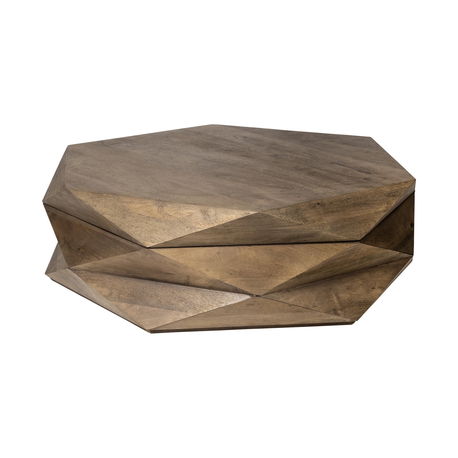 Brown Wood Hexagon Coffee Table - 48-inch