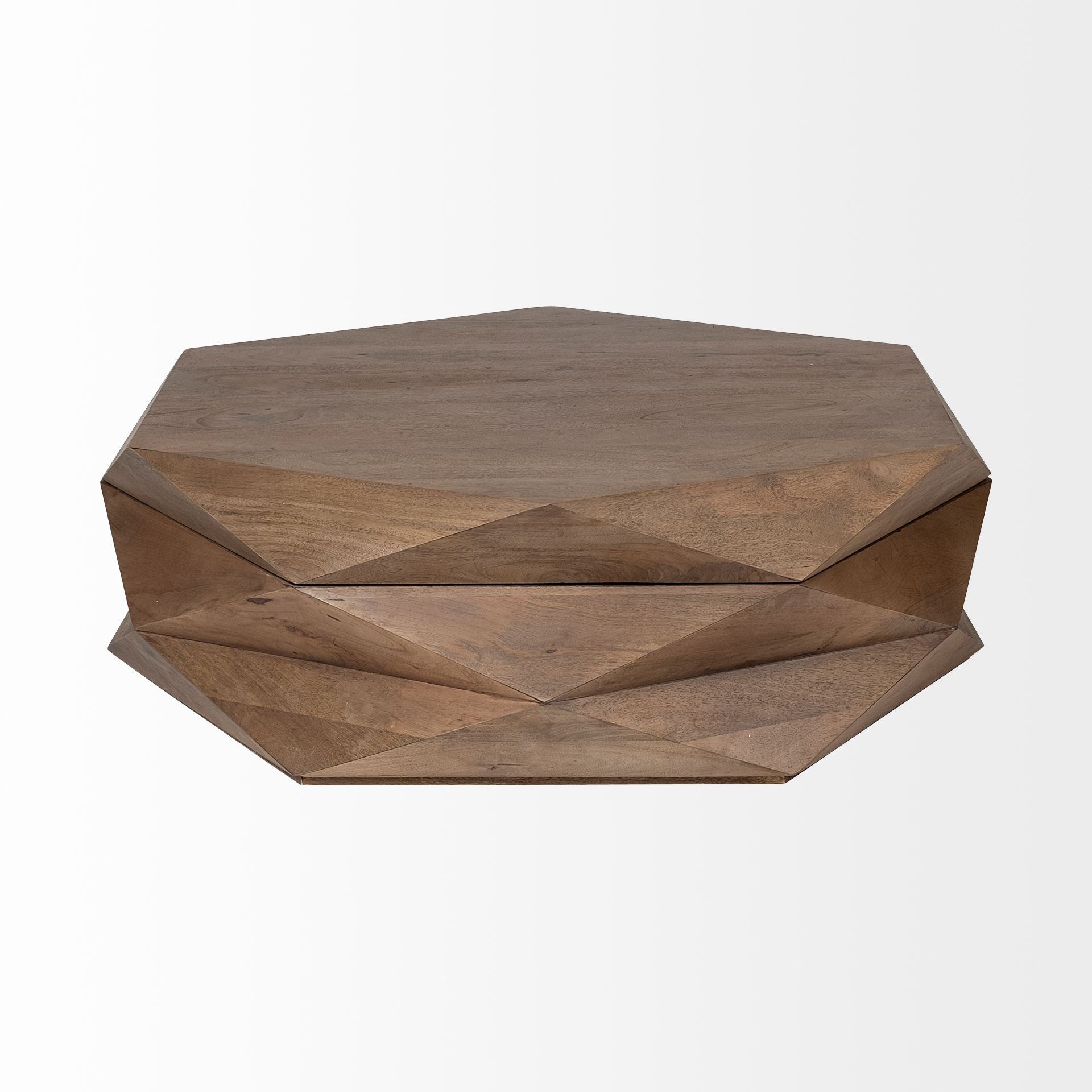 Brown Wood Hexagon Coffee Table - 48-inch