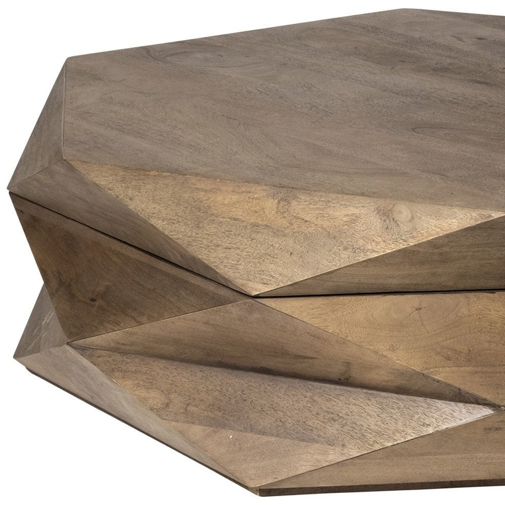 Brown Wood Hexagon Coffee Table - 48-inch