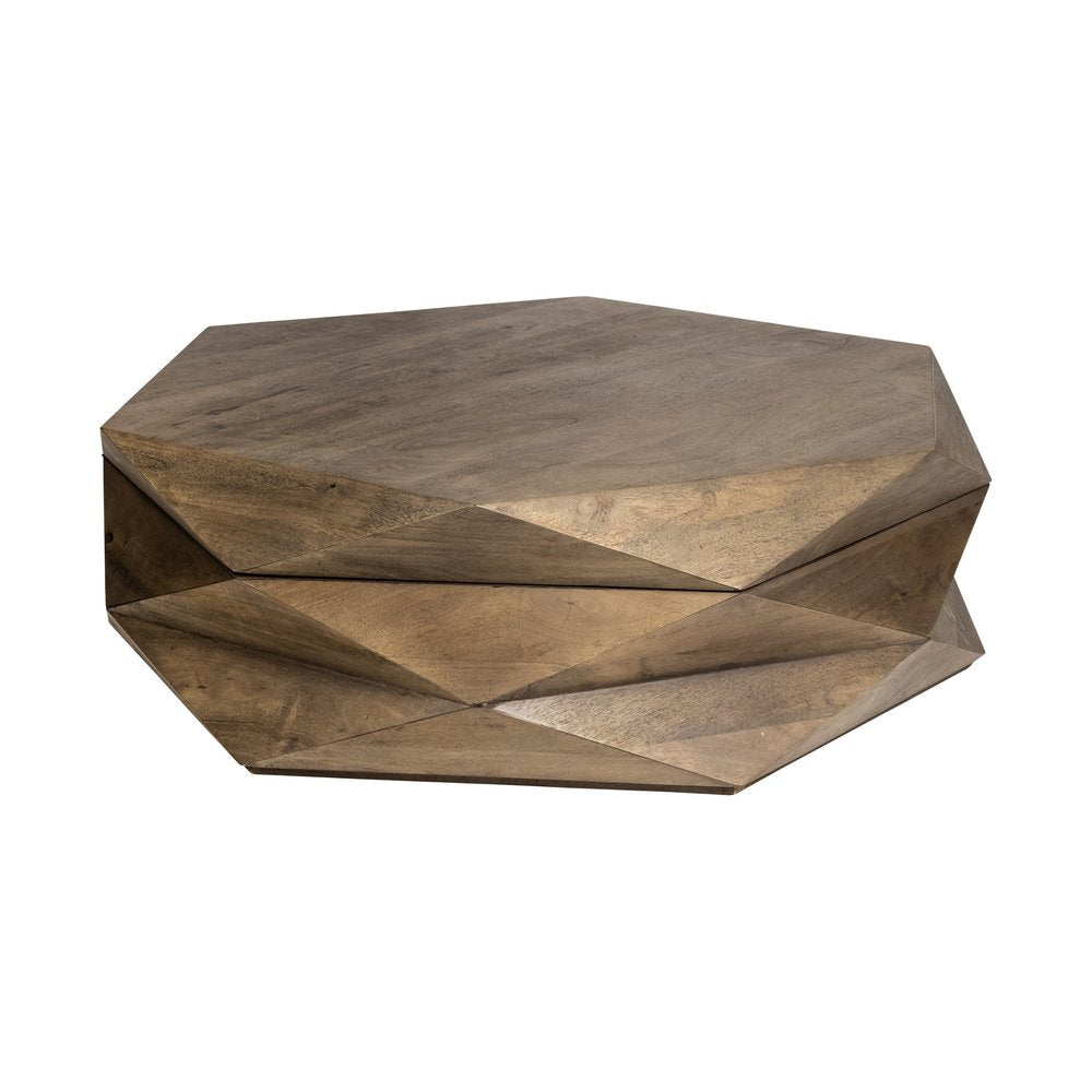 Brown Wood Hexagon Coffee Table - 48-inch