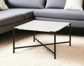 Black and White Genuine Marble and Metal Square Cross Legs Coffee Table