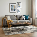 Brown and Black Wood and Metal Round Nested Coffee Tables