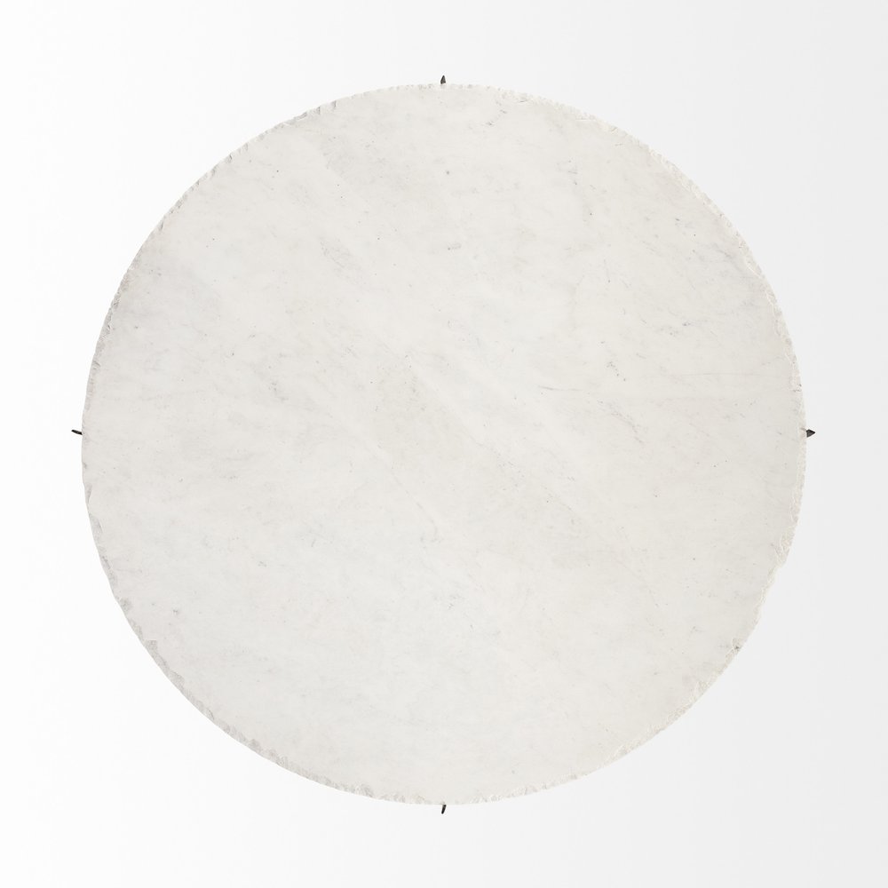 Round White Marble Top Gold and Metal Base Coffee Table - 49-inch