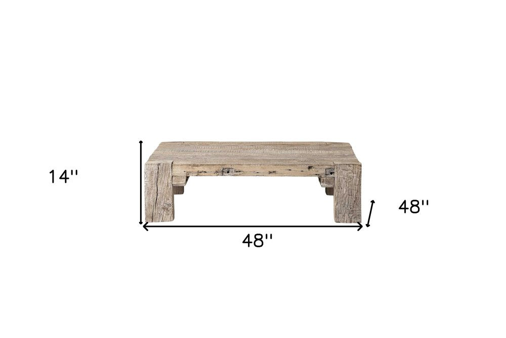 Natural Wood Distressed Coffee Table - 48-inch