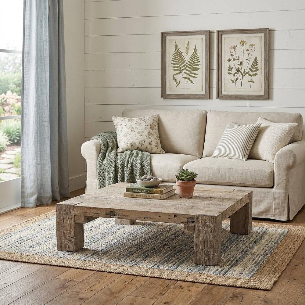 Natural Wood Distressed Coffee Table - 48-inch