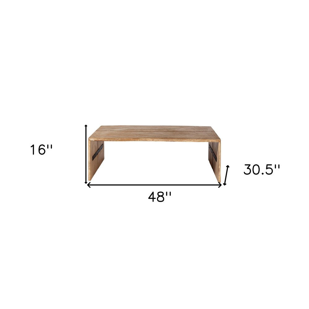 Brown Solid Wood Coffee Table - 48-inch