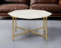 White and Gold Genuine Marble and Metal Octagon Coffee Table - 33-inch