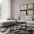 Black and Gold Stone and Iron Free Form Distressed Coffee Table