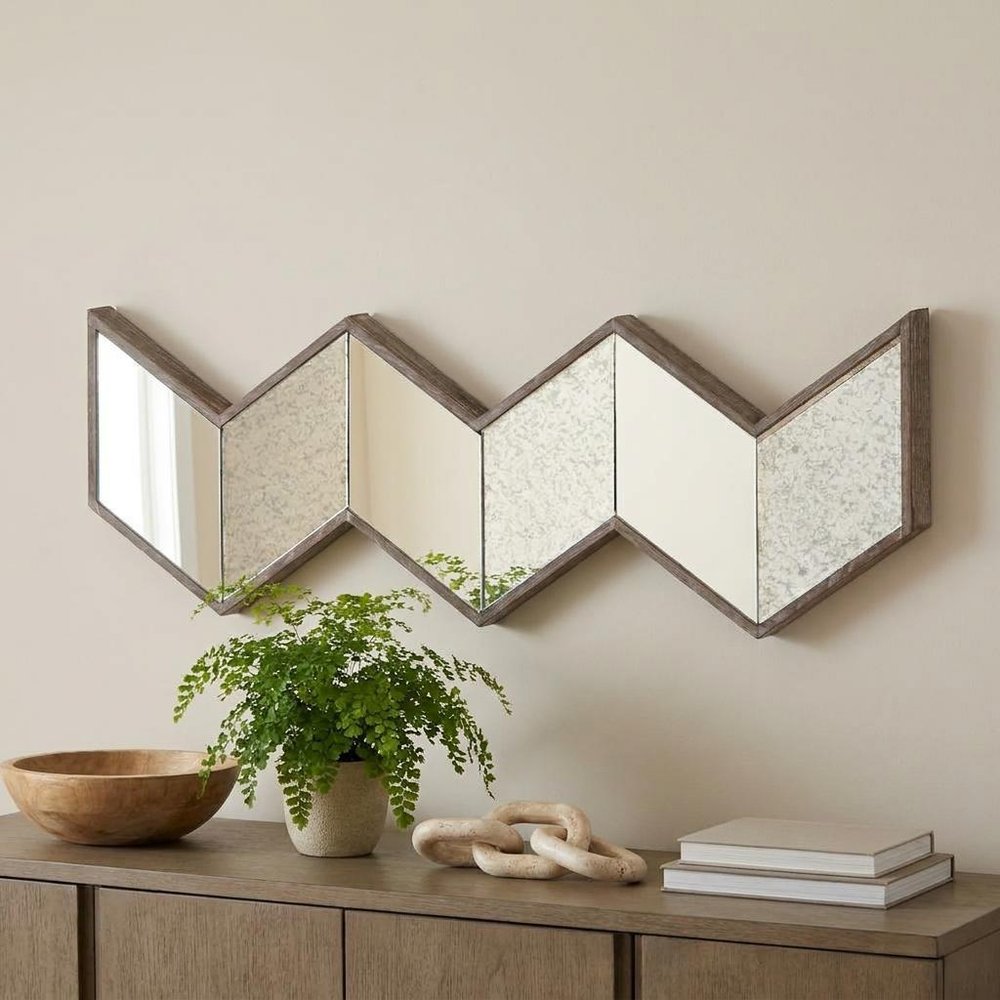 Natural Novelty Wood Framed Accent Mirror - 12-inch