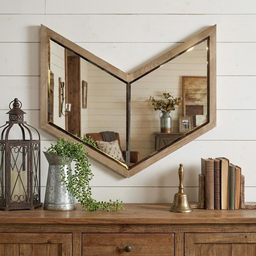 Natural Novelty Wood Framed Accent Mirror - 23-inch