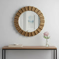 Brown Round Wood Framed Accent Mirror - 26-inch