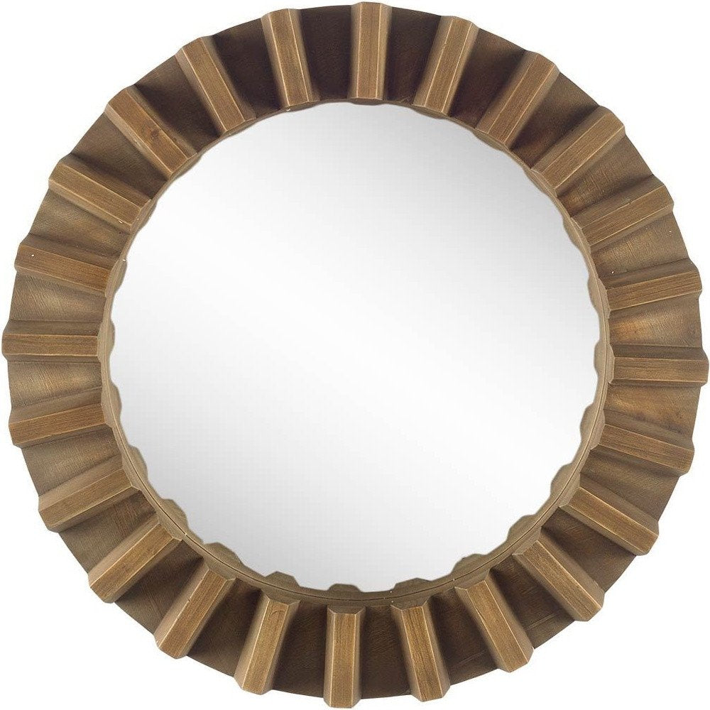 Brown Round Wood Framed Accent Mirror - 26-inch