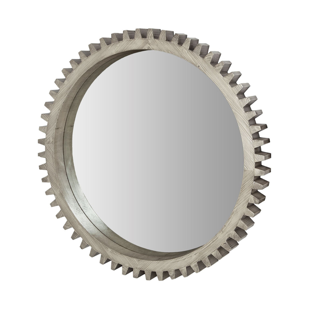 Silver Abstract Wood Framed Accent Mirror - 44-inch