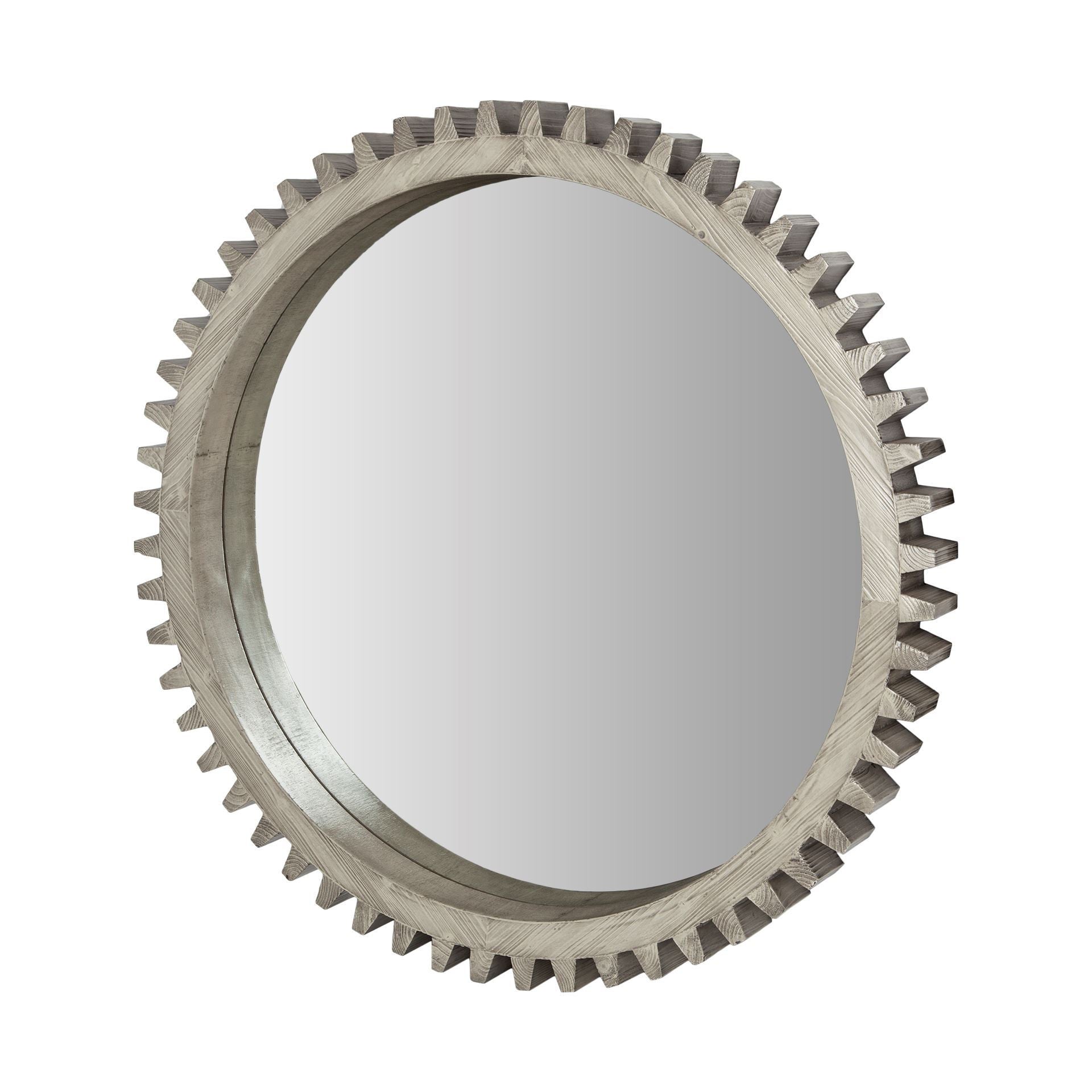 Silver Abstract Wood Framed Accent Mirror - 44-inch