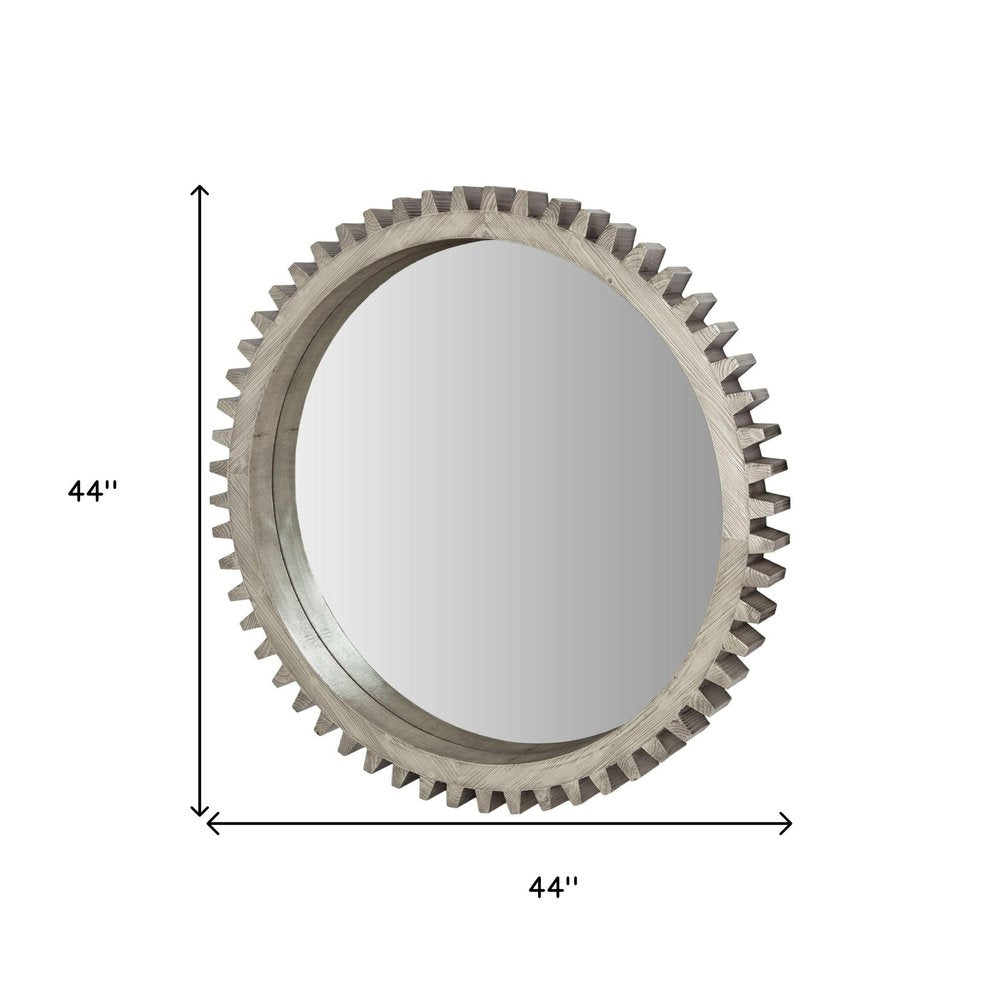 Silver Abstract Wood Framed Accent Mirror - 44-inch