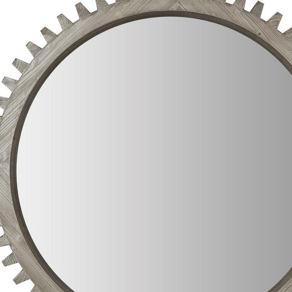 Silver Abstract Wood Framed Accent Mirror - 44-inch