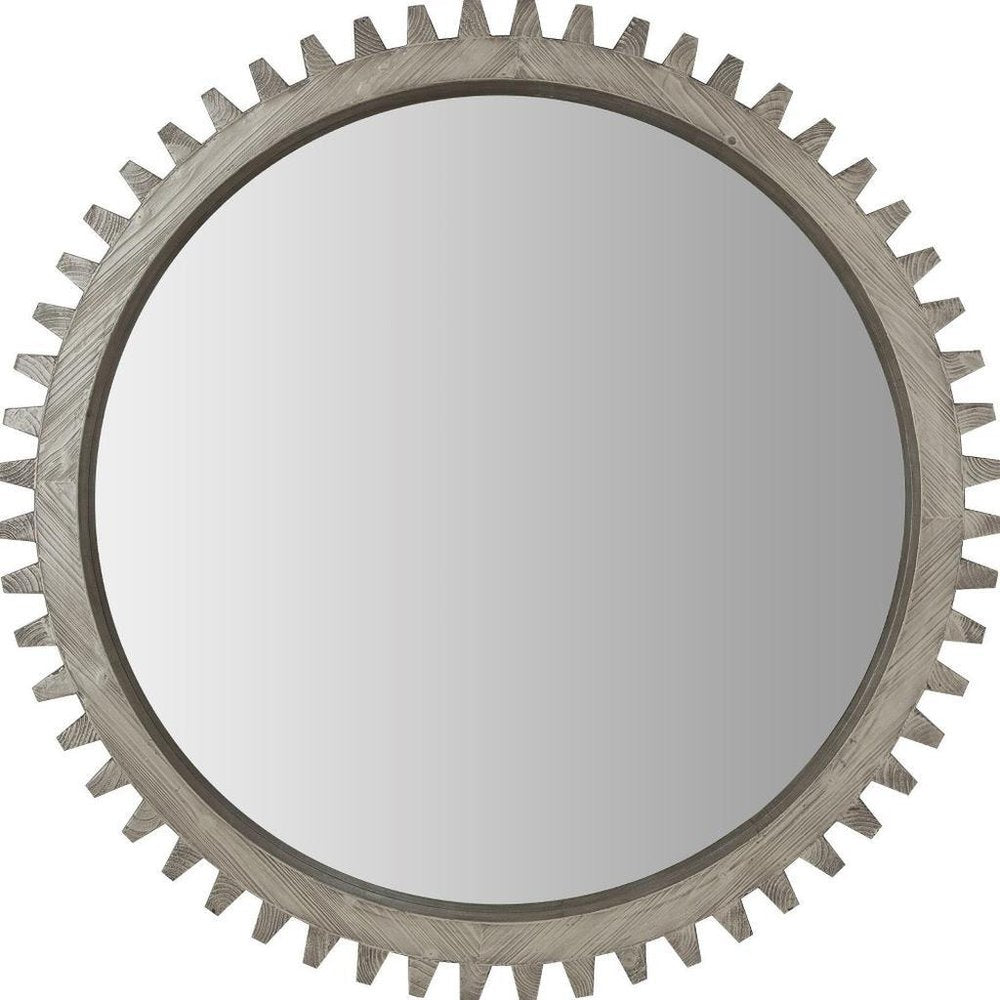 Silver Abstract Wood Framed Accent Mirror - 44-inch