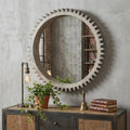 Silver Abstract Wood Framed Accent Mirror - 44-inch