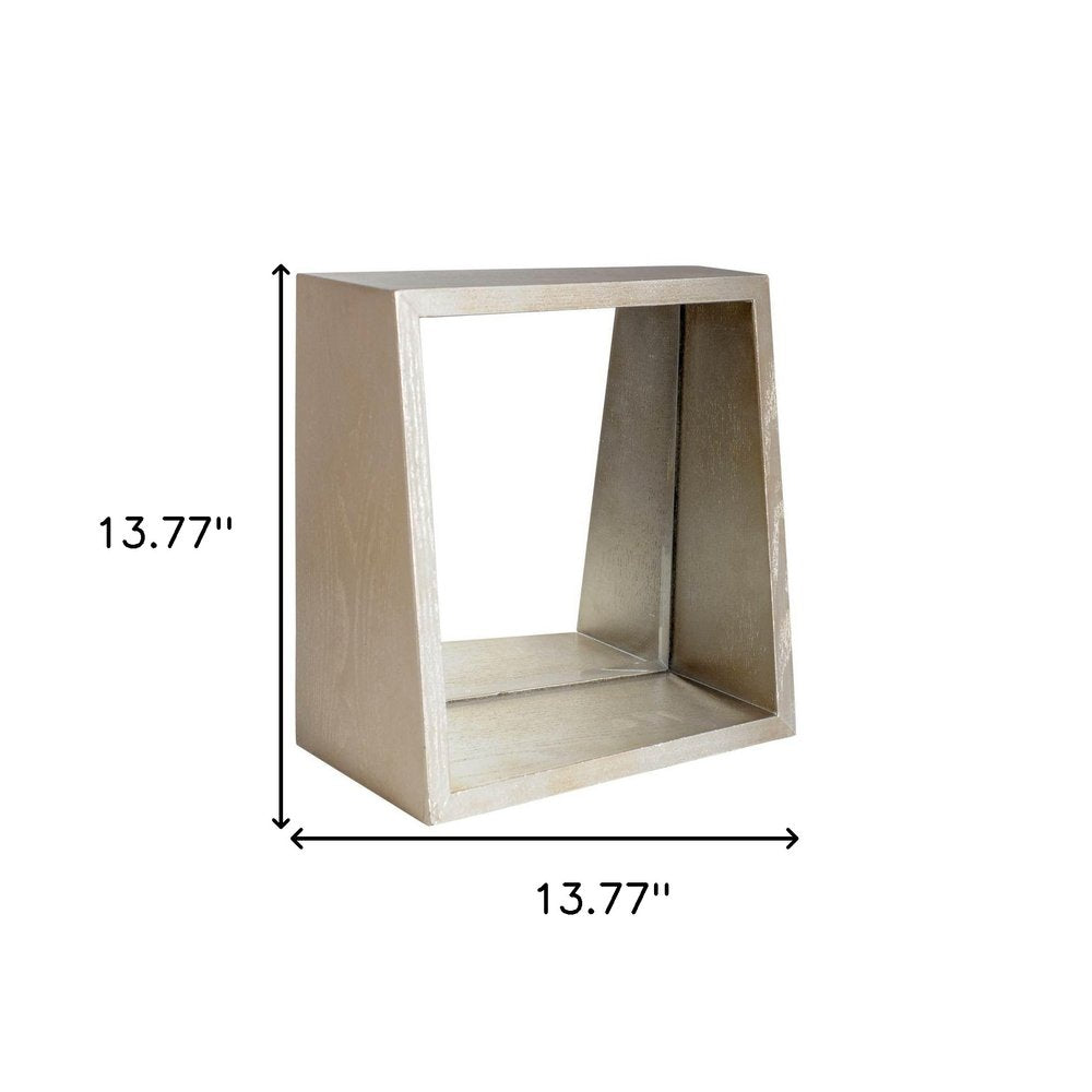 Champagne Solid Wood Framed Accent Mirror - 14-inch