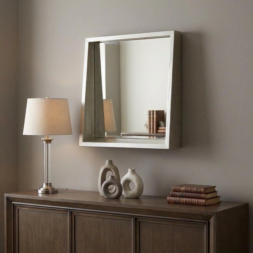 Champagne Solid Wood Framed Accent Mirror - 14-inch