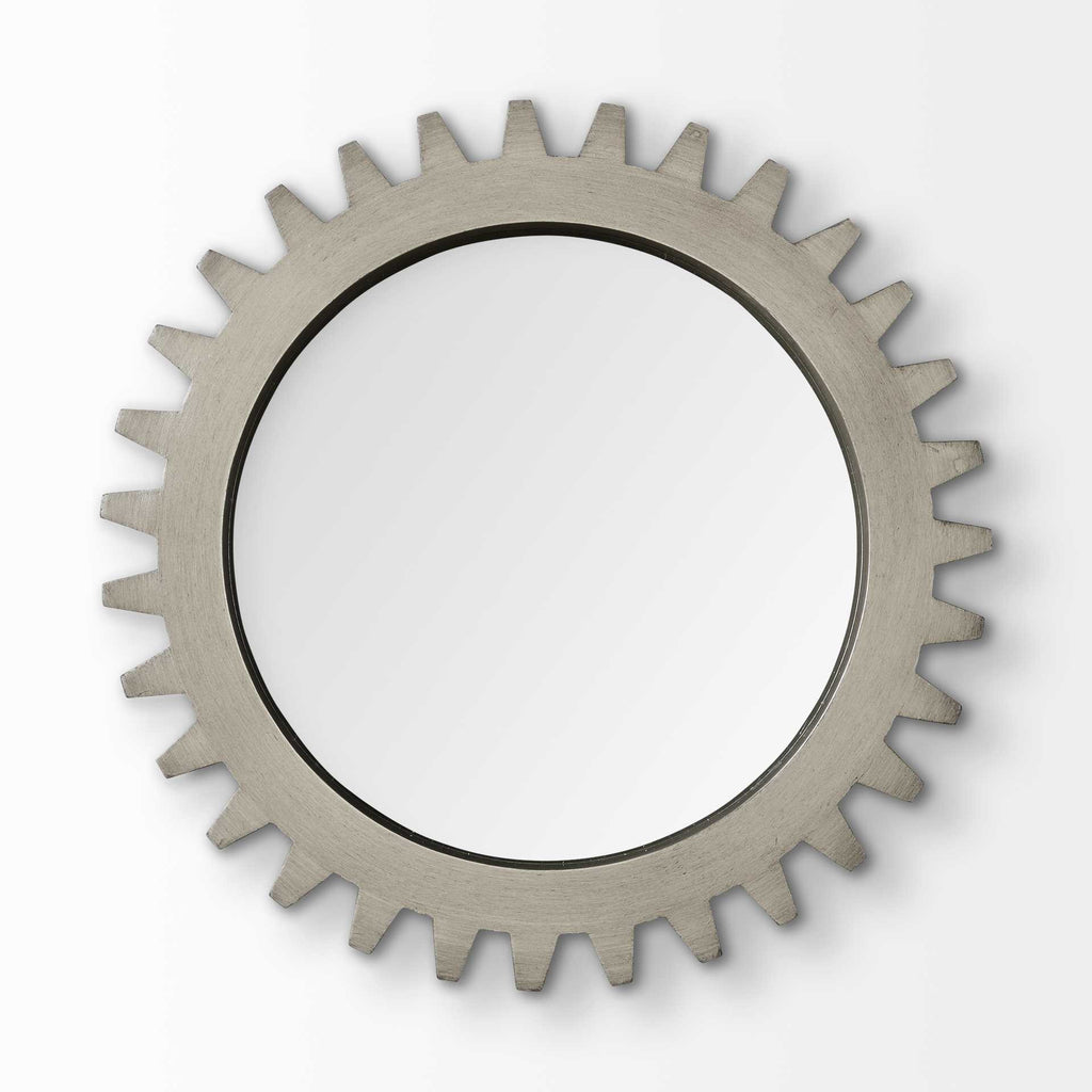 Gray Abstract Wood Framed Accent Mirror - 26-inch