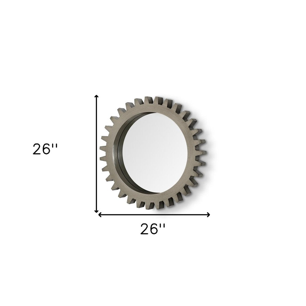 Gray Abstract Wood Framed Accent Mirror - 26-inch