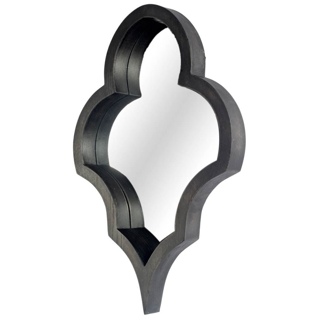 Black Wood Abstract Framed Accent Mirror - 34-inch