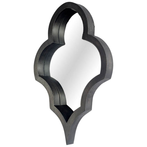 Black Wood Abstract Framed Accent Mirror - 34-inch