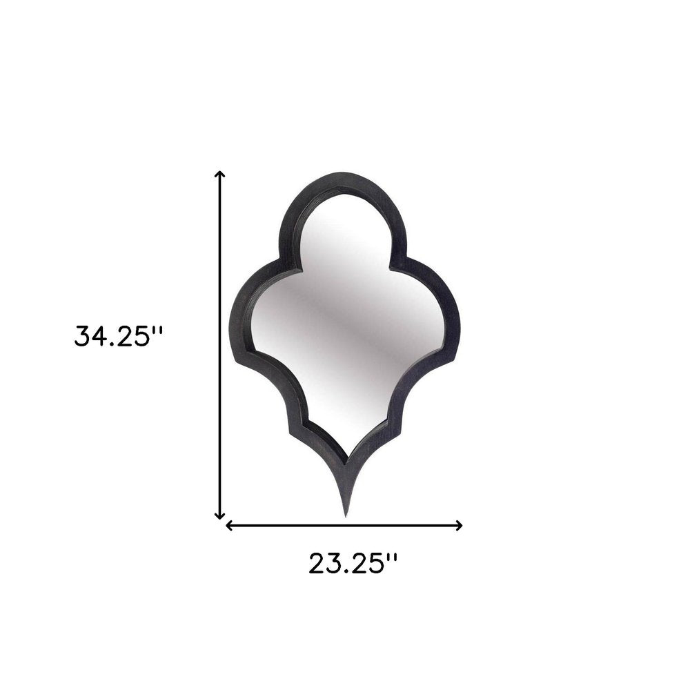Black Wood Abstract Framed Accent Mirror - 34-inch