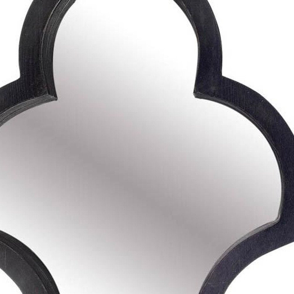 Black Wood Abstract Framed Accent Mirror - 34-inch