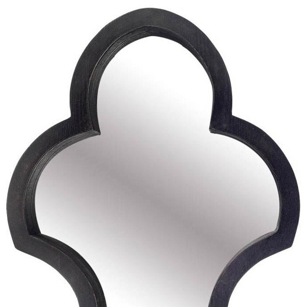 Black Wood Abstract Framed Accent Mirror - 34-inch