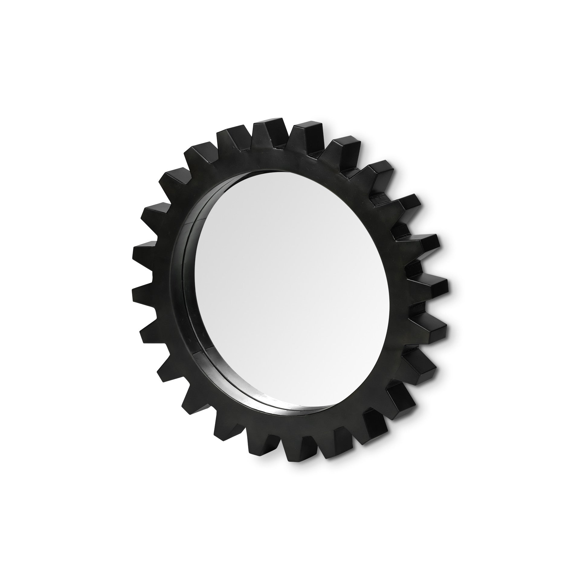 Black Cog Round Metal Frame Wall Mirror - 26-inch