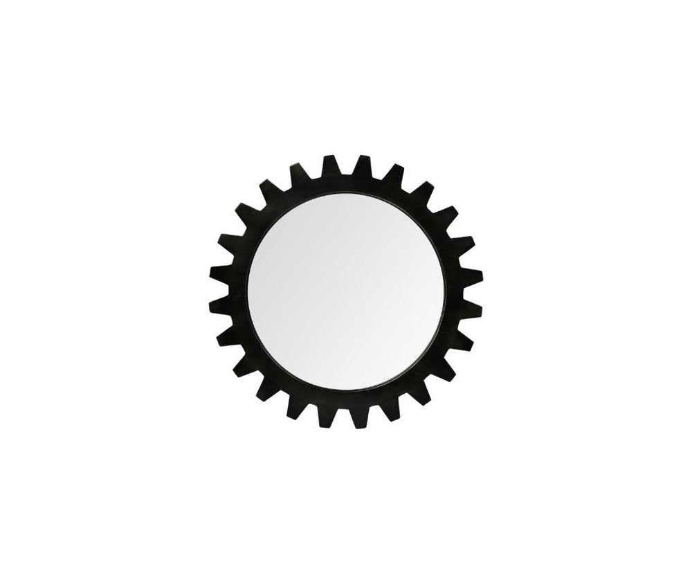 Black Cog Round Metal Frame Wall Mirror - 26-inch