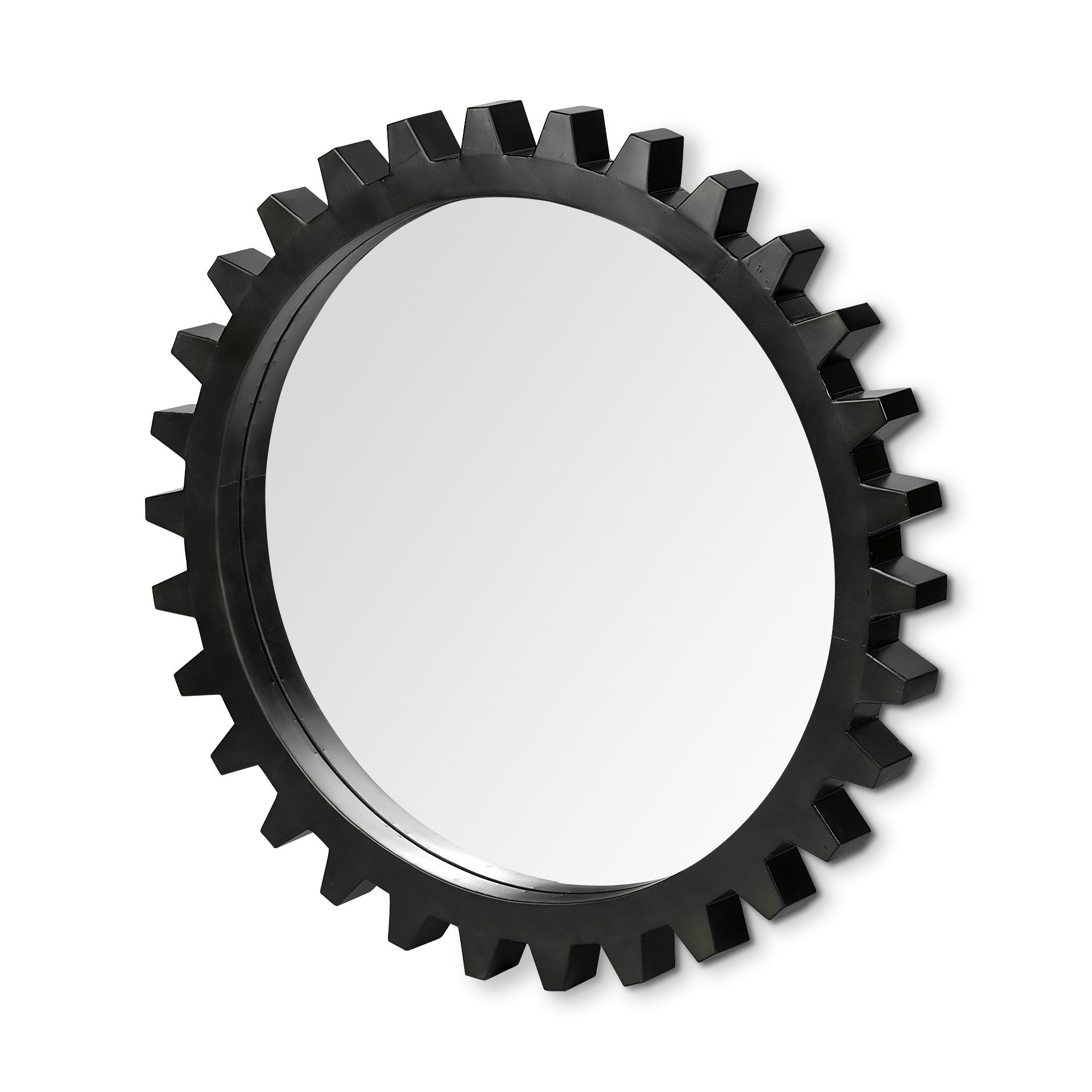 Round Black Metal Frame Wall Mirror - 37-inch