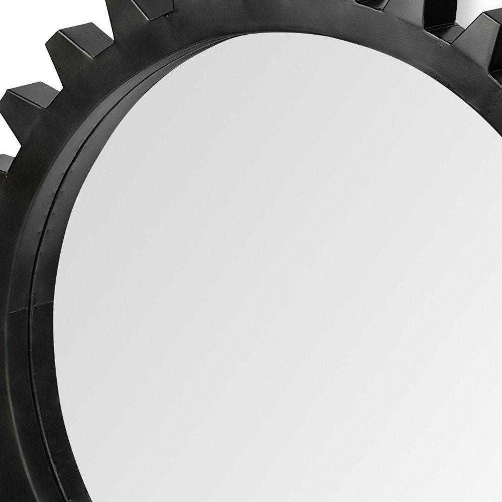 Round Black Metal Frame Wall Mirror - 37-inch