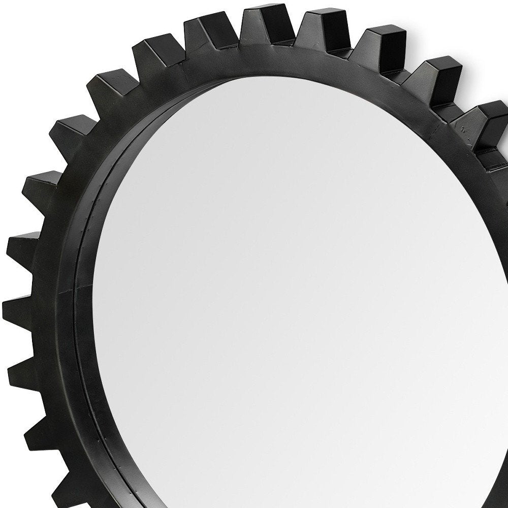Round Black Metal Frame Wall Mirror - 37-inch