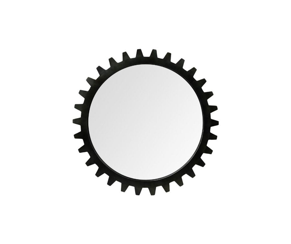 Round Black Metal Frame Wall Mirror - 37-inch
