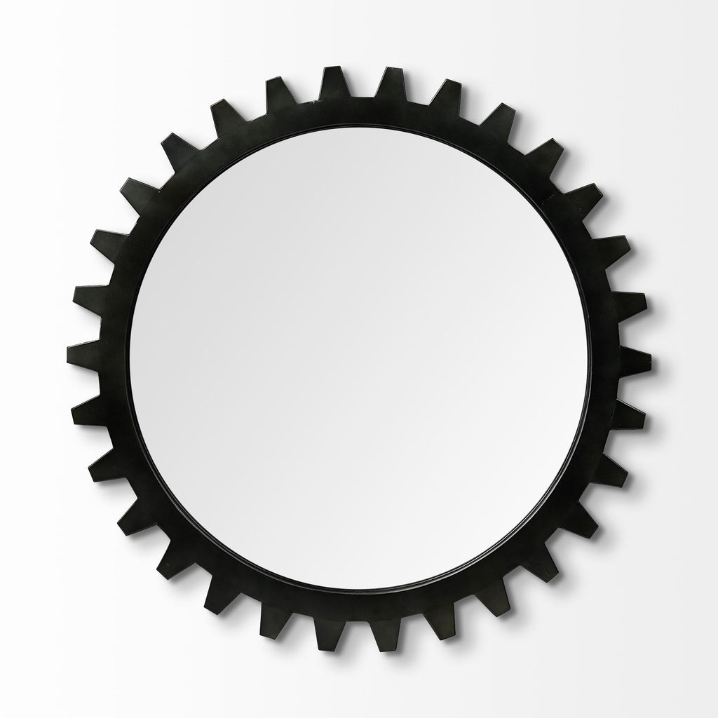 Round Black Metal Frame Wall Mirror - 37-inch