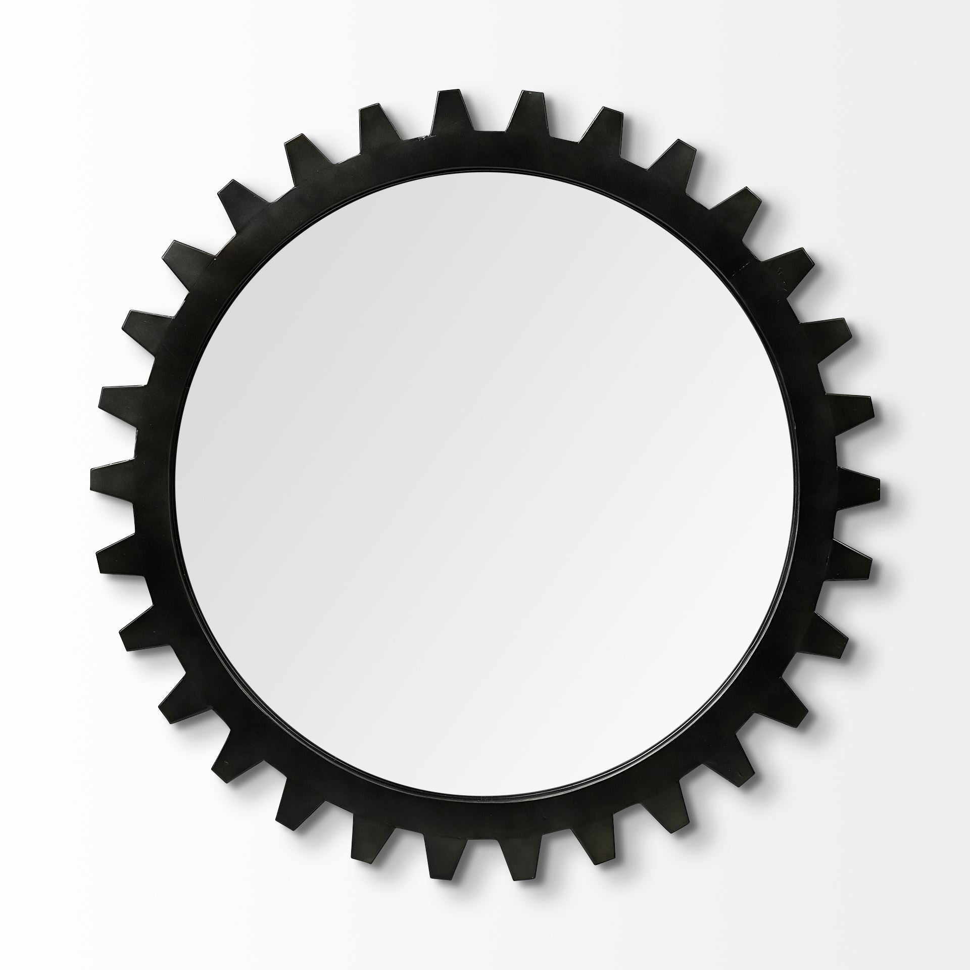 Round Black Metal Frame Wall Mirror - 37-inch