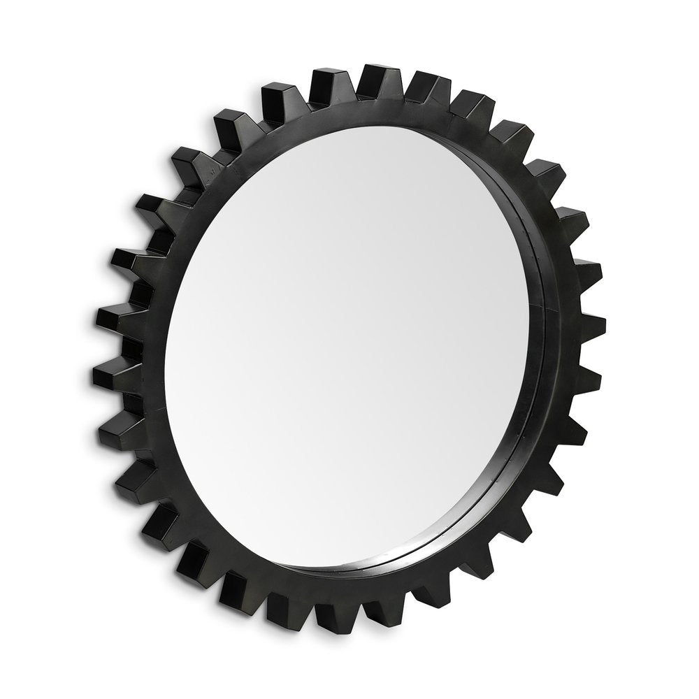 Round Black Metal Frame Wall Mirror - 37-inch