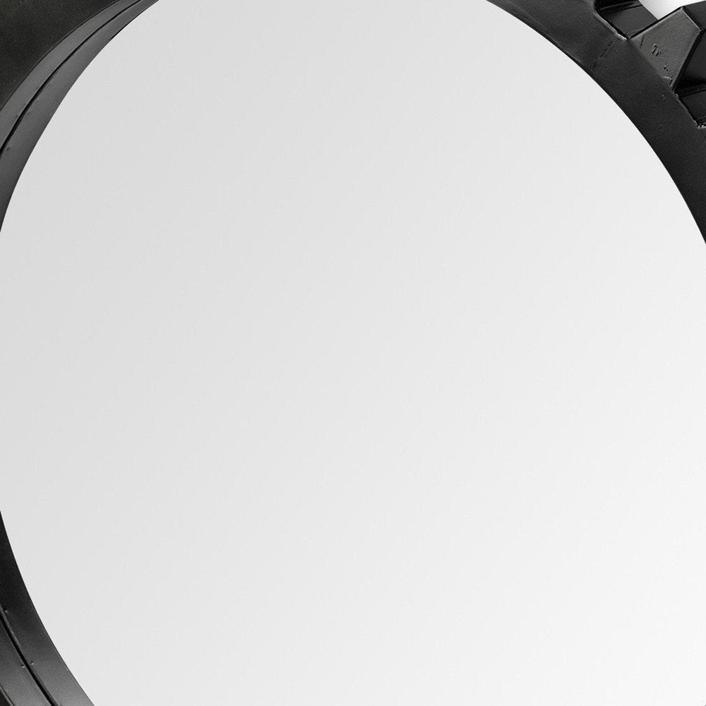 Round Black Metal Frame Wall Mirror - 37-inch