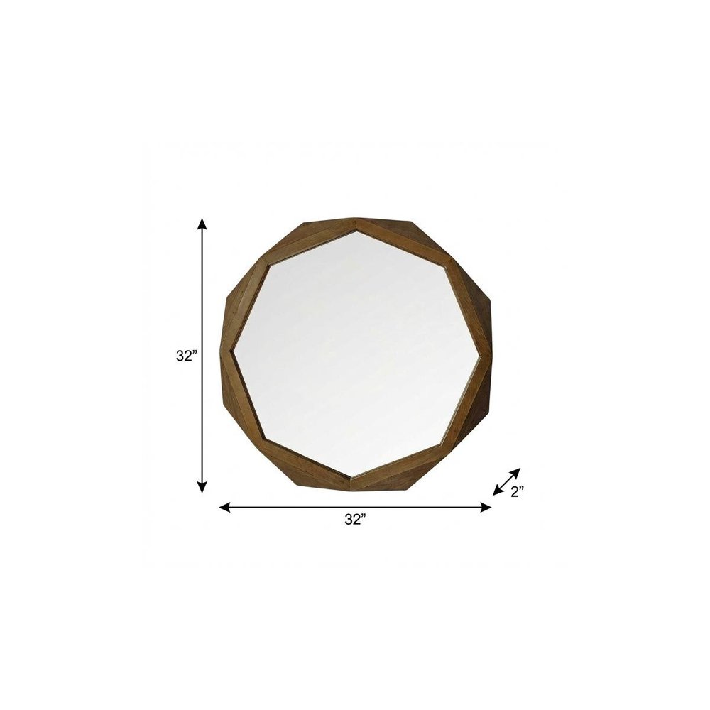 Brown Solid Wood Octagon Framed - 32-inch