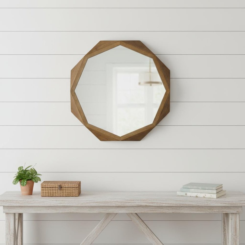 Brown Solid Wood Octagon Framed - 32-inch