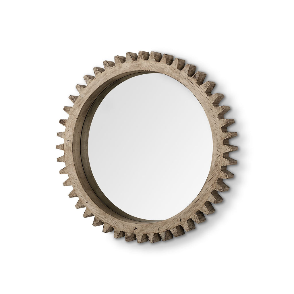 Brown Abstract Wood Framed Accent Mirror - 35-inch