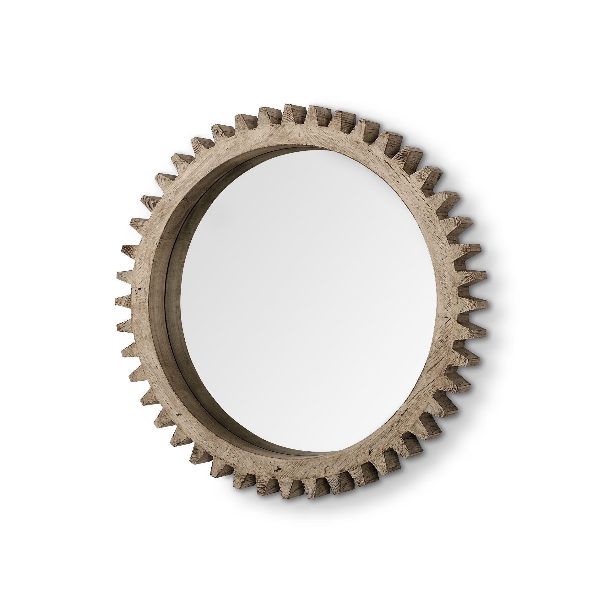 Brown Abstract Wood Framed Accent Mirror - 35-inch