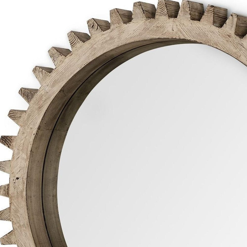 Brown Abstract Wood Framed Accent Mirror - 35-inch