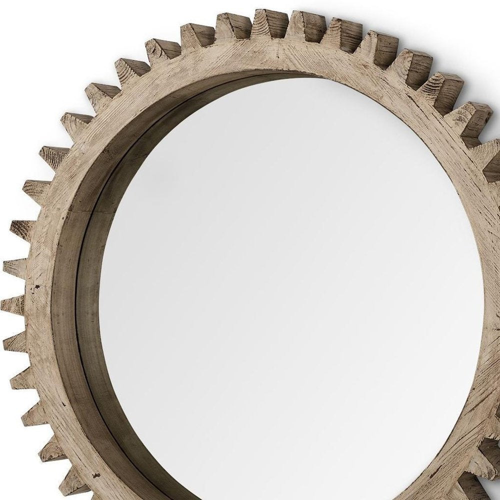 Brown Abstract Wood Framed Accent Mirror - 35-inch